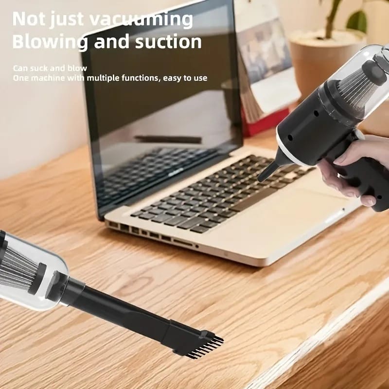 3-in-1 Portable Car Vacuum Cleaner with High-Power Suction, Air Blower, 3 Nozzles & HEPA Filter